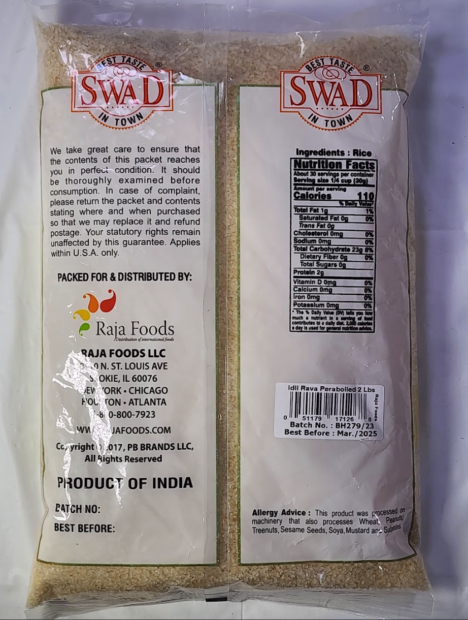 SWAD IDLI RAVA PARABOILED - 908 G