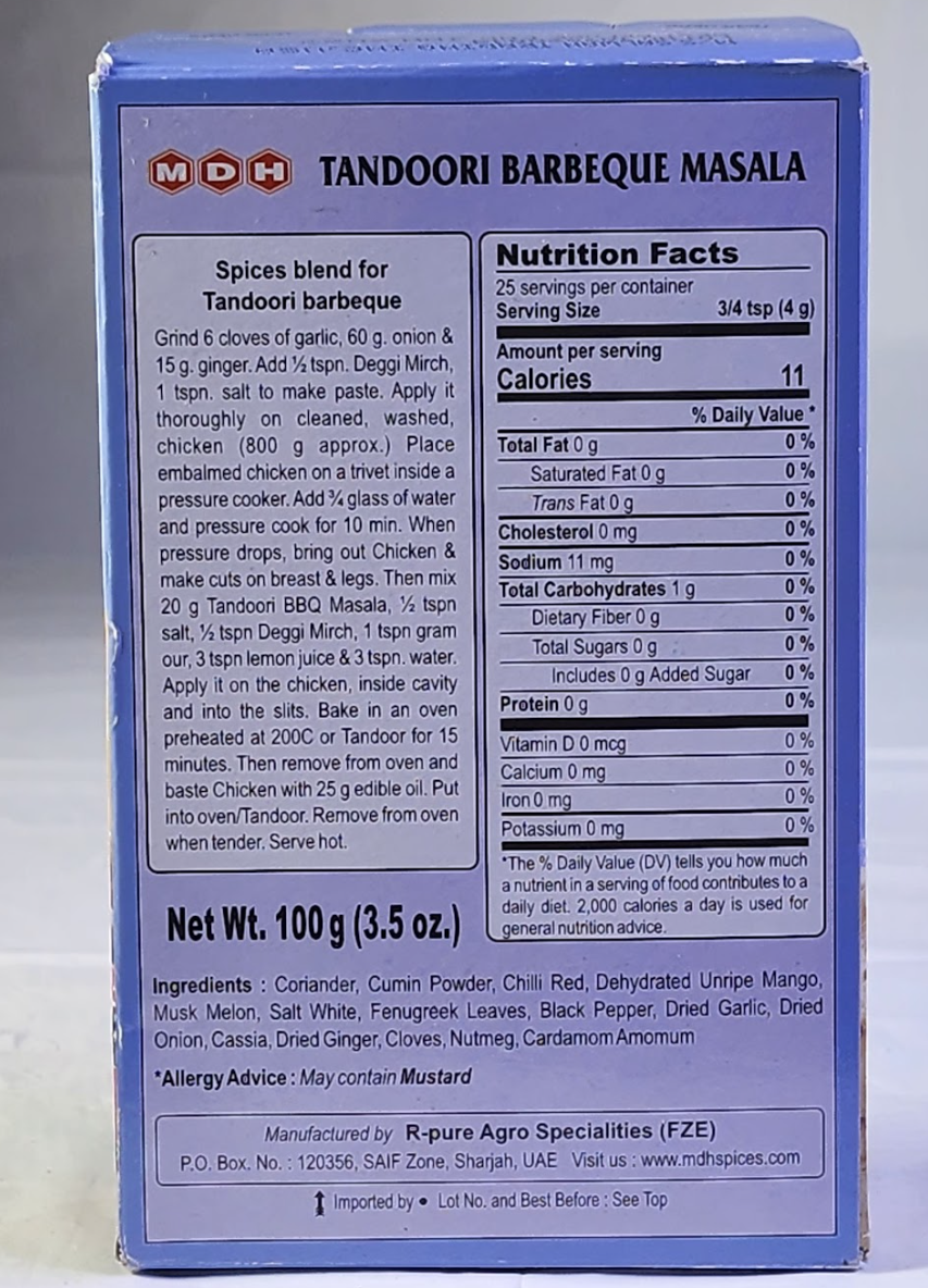 MDH TANDOORI BARBEQUE MASALA - 100 G