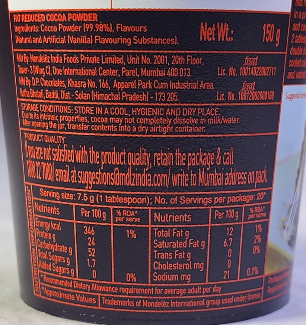 CADBURY COCOA - 150 G