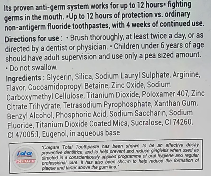 COLGATE TOTAL TOOTHPASTE - 150 G