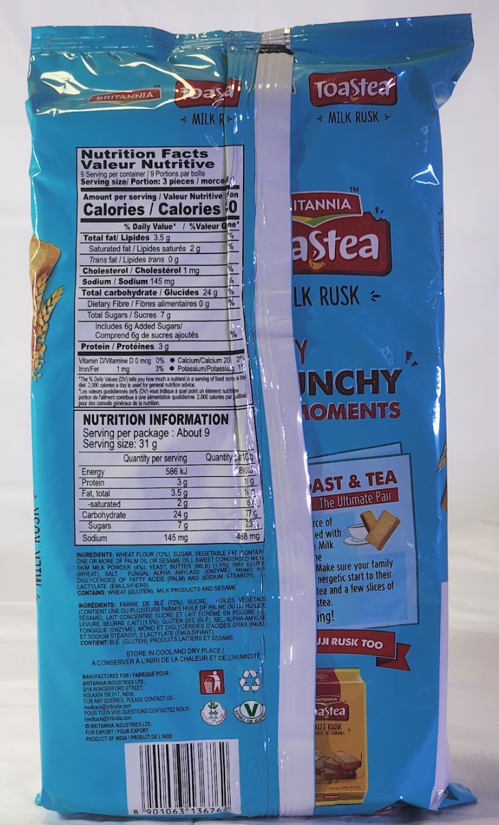 BRITANNIA TOASTED MILK RUSK - 280 G