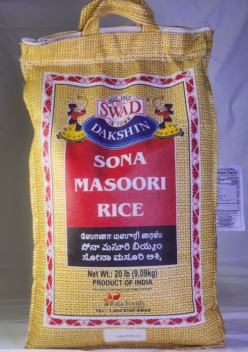 SWAD SONA MASOORI RICE - 20 LB
