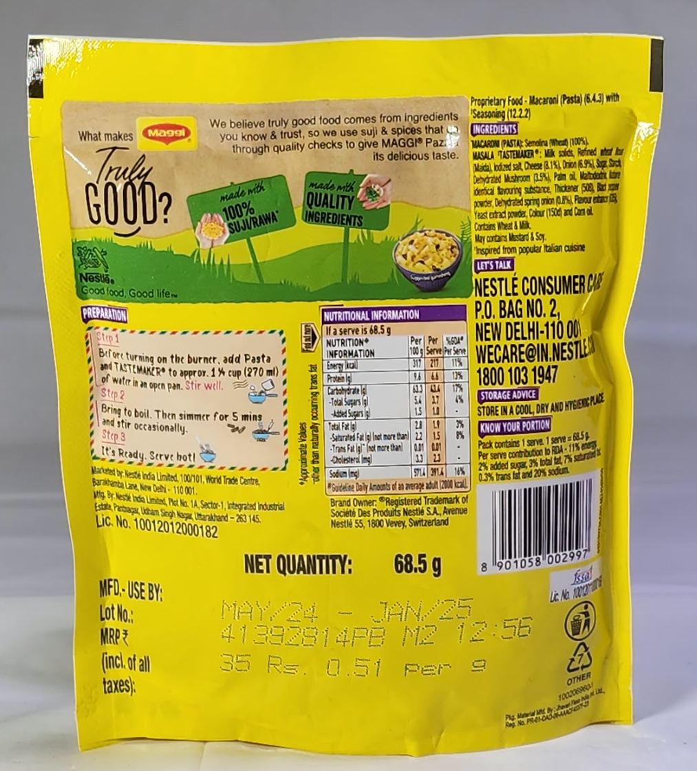 MAGGI PAZZTA MUSHROOME PENNE - 68 G