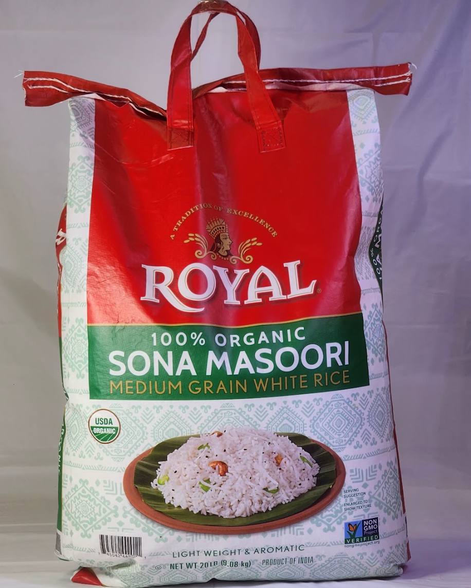 ROYAL ORGANIC SONA MASOORI RICE - 20 LB