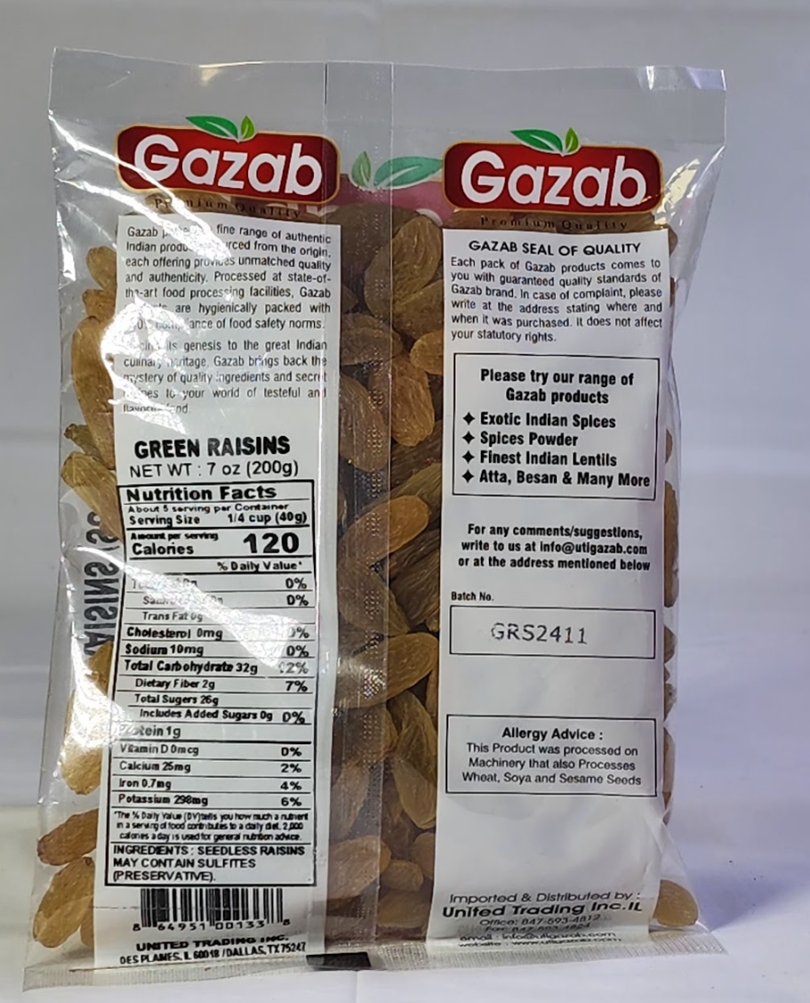 GAZAB GREEN RAISINS - 200 G